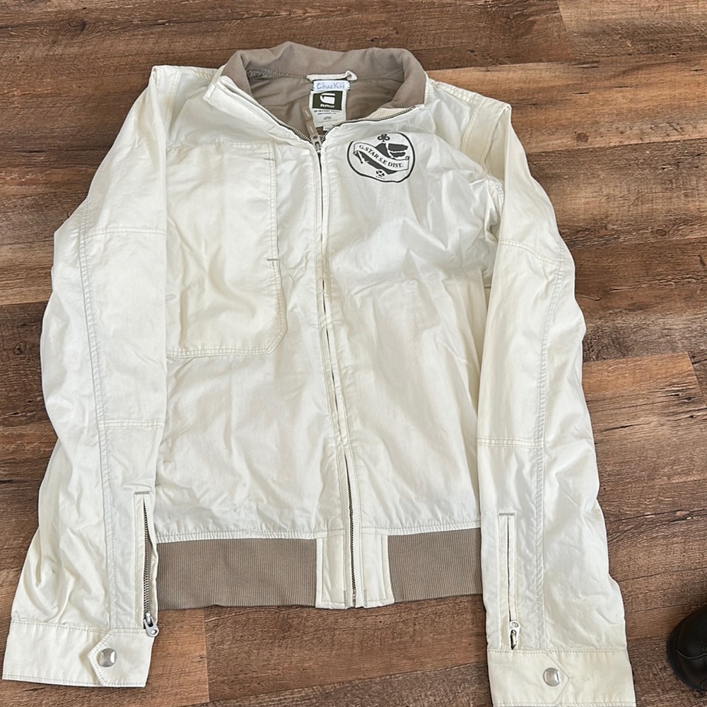 Men’s cream varsity jacket
